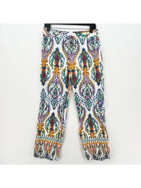 Christian Siriano Pants Womens Medium Straight Leg Pull On Tribal Aztec Beach